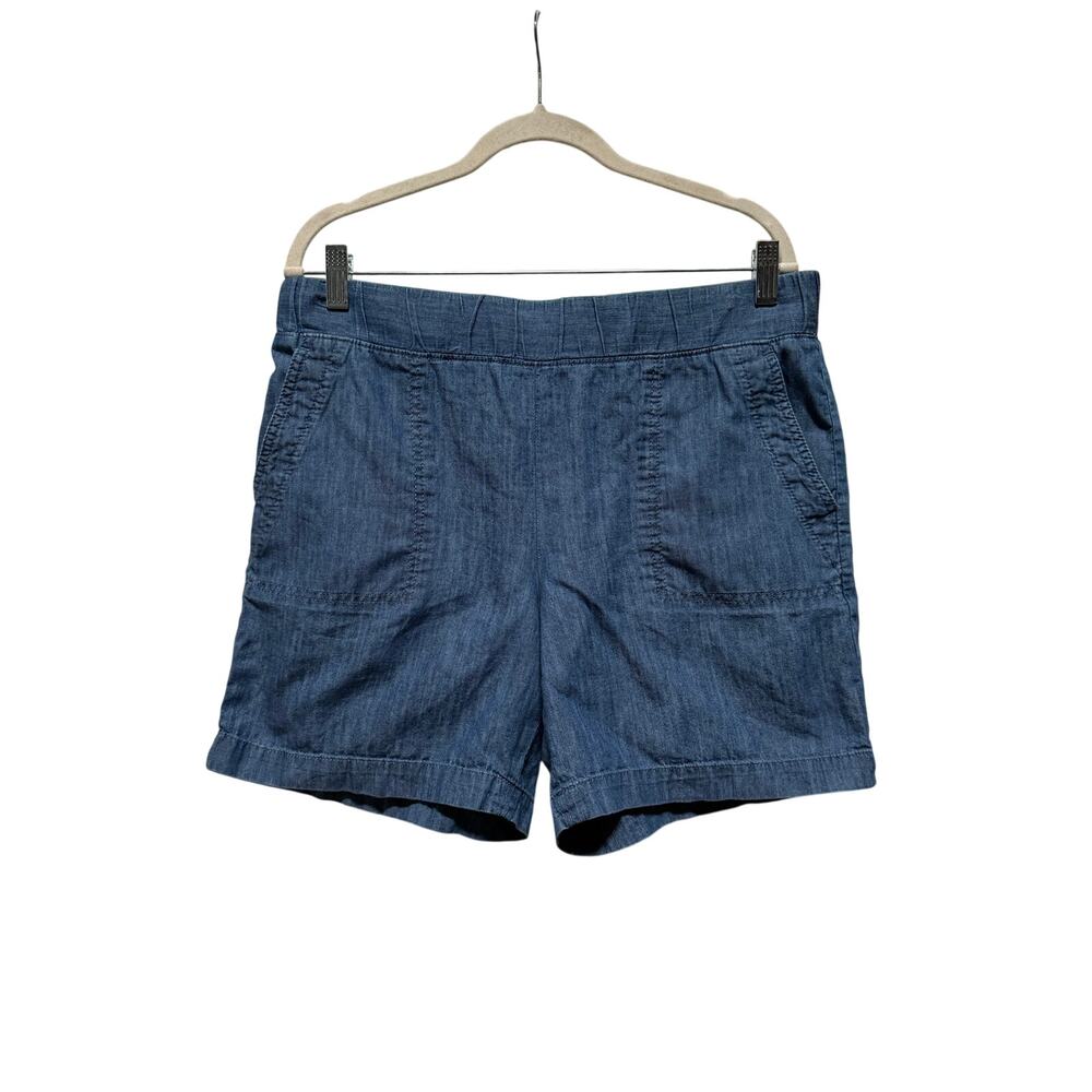 Talbots Shorts Women's Medium Chambray Blue Patch Pockets